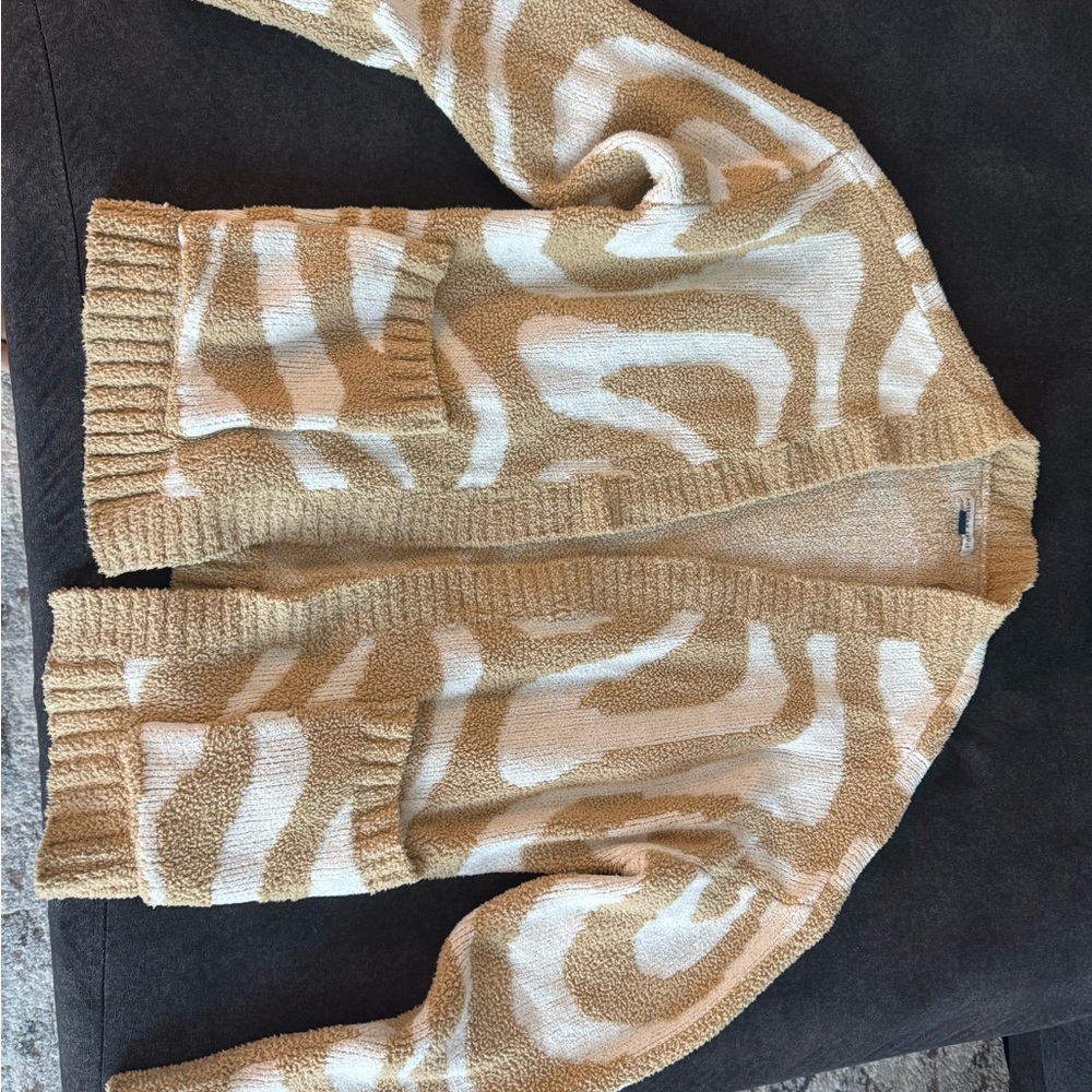American Eagle Outfitters Tan and White Cardigan